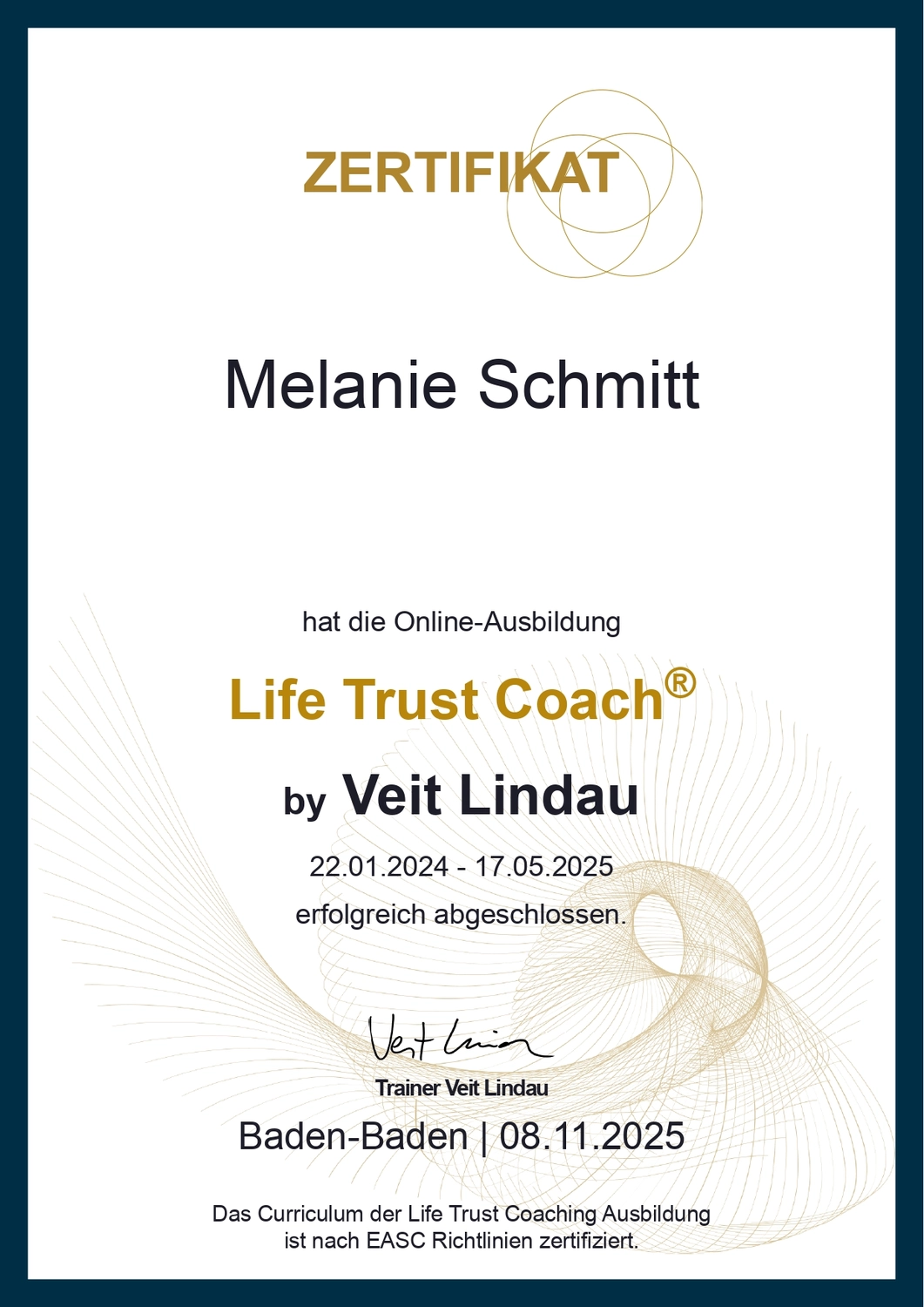 Praxisraumfuerdich - Melanie Schmitt, Coach - Zertifikat